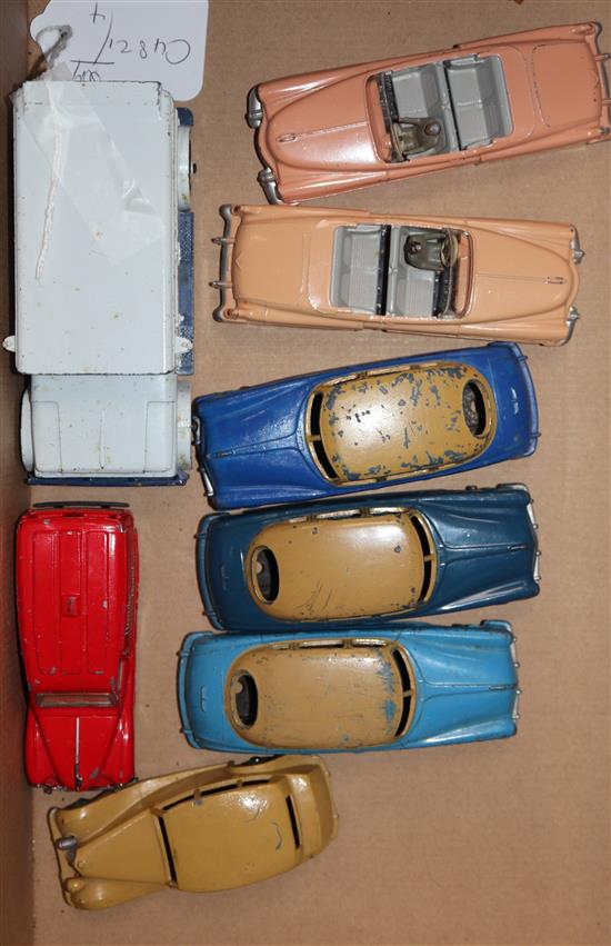 A collection of mostly Dinky, 1950s cars and two lorries